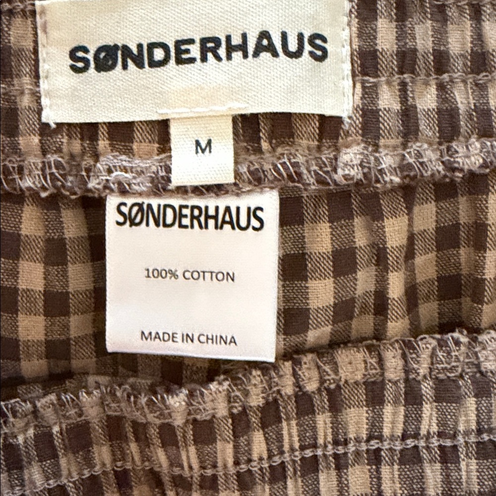 sonderhaus Brown Gingham Wide-Leg Pants - Picture 2 of 3